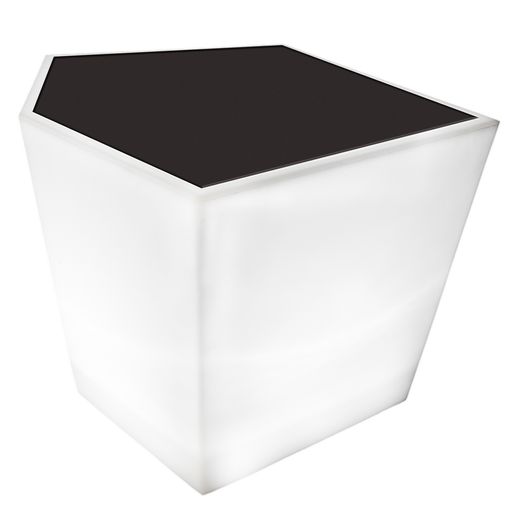 Mesita De Jardín Led Penta Geométrica De Pe Blanca Y Gris De 40x33x38 Cm