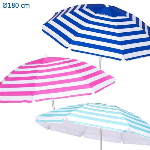 Sombrilla playa antiviento Ø195 cm multicolor c/mástil inclinable y  protección UV50 Aktive