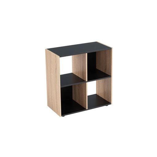 Estantería cubo de madera MDF negra y beige de 60x29x62 cm