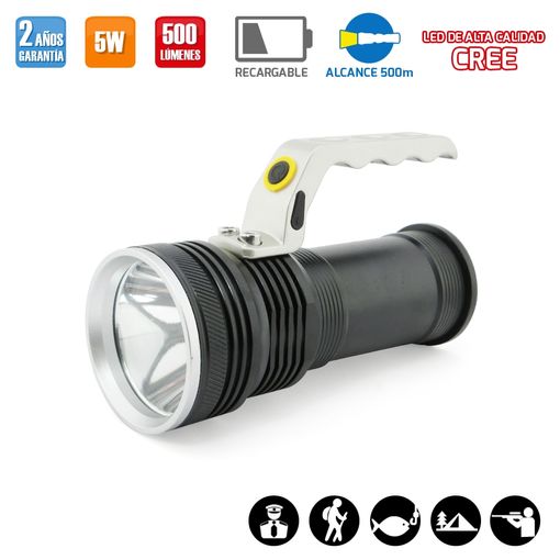 Foco Led Recargable - Antorcha Usb 10 W Pantalla Batería Caza