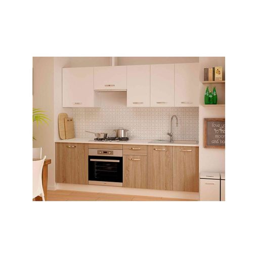 Cocina completa sin zocalo y sin encimera de 240 cm(ancho) color blanco  KIT-KIT Opción Sin zócalo y sin encimera