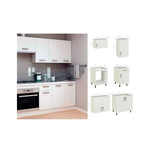 Cocina Completa 240 Cm(ancho) Color Blanco Kit-kit , Opción - Con Zócalo Y  Encimera con Ofertas en Carrefour