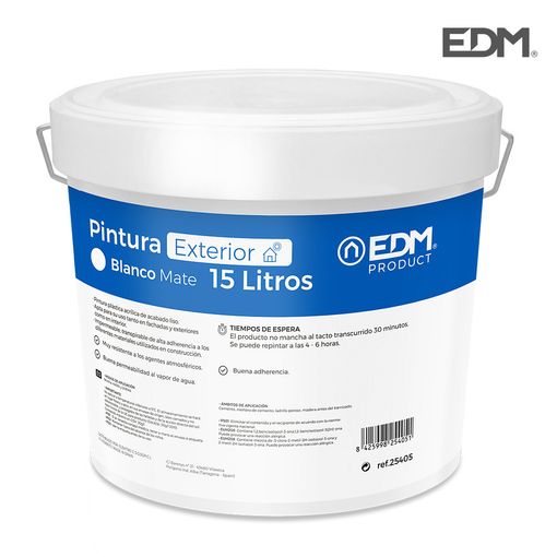 Pintura Plastica Mate Interior / Exterior Blanca 15l Edm - Neoferr* con  Ofertas en Carrefour