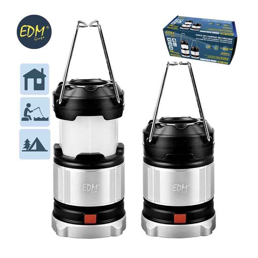 Farol camping recargable con bateria o pilas 4 posiciones luz - LIN