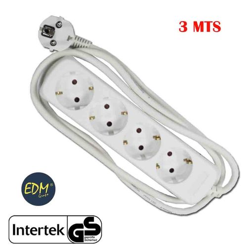 Edm Regleta Con Interruptor 3 Tomas 1.5 m 3x1.5 mm Blanco