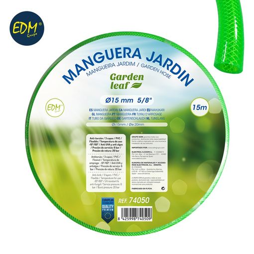 Kit manguera jardin anti-torsion ø interior 15mm ø exterior 20mm (5/8) -  rollo 15m con