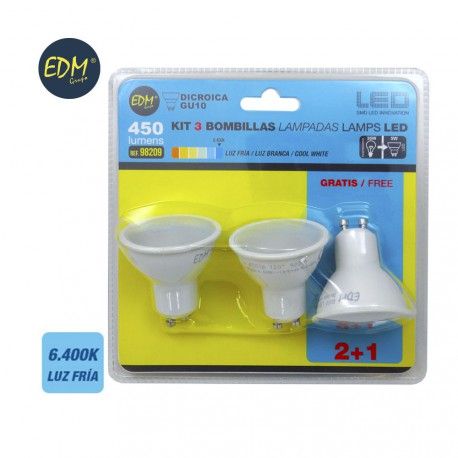 BOMBILLO LED 5W GU10 LUZ FRIA LUZ CALIDA