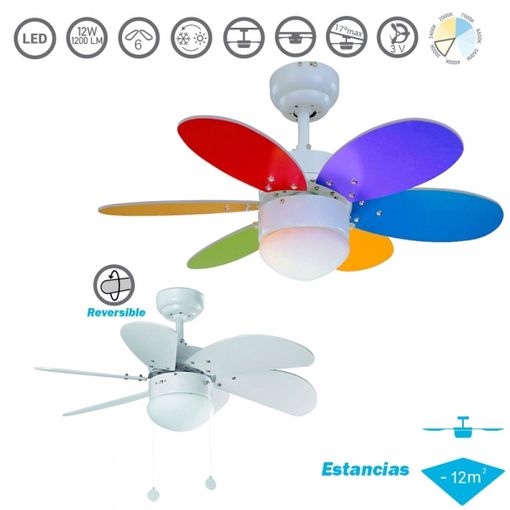 Ventilador LED de Techo RAINBOW Infantil – E27 – 53W – IP20