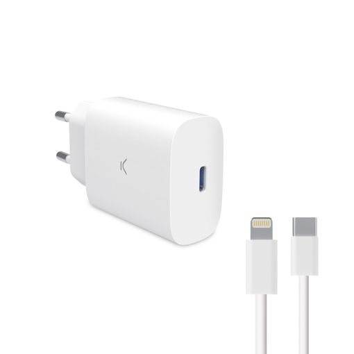 POWER ADAPTER USB-C APPLE (CARGA RAPIDA) + CABLE USB-C A LIGHTNING