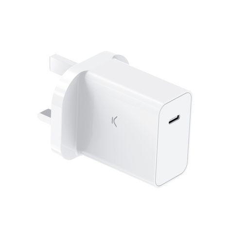 Ksix Cargador USB-C 20W Power Delivery + Cable Tipo-C 3A Blanco