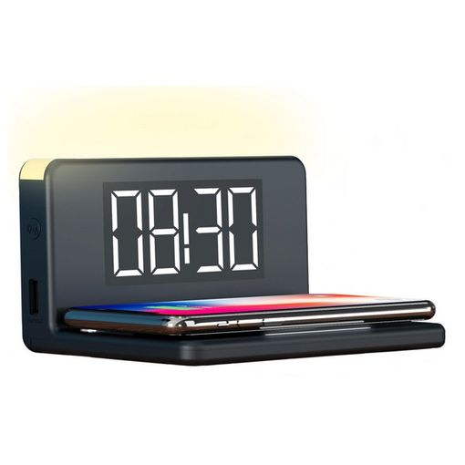  Lonferuo Reloj despertador digital inteligente LED con cargador  inalámbrico, termómetro y tiempo, certificado Qi para dormitorio,  reuniones, viajes, tareas y más (negro) : Hogar y Cocina