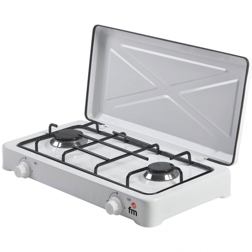 Klarstein Cocina de Gas Butano, Placa Gas 2 Fogones de 4200W, Hornillo  Camping Gas Portatil para Caravana, Encimera Placa Gas Butano de Acero