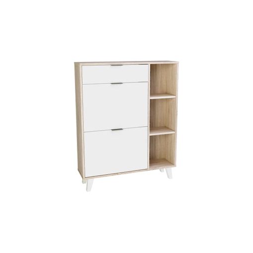 Mueble Zapatero 2 Trampones Acabado Blanco O Roble Claro 60 Cm(ancho) 81.6  Cm(altura) 25 Cm(fondo) , Color - Roble con Ofertas en Carrefour