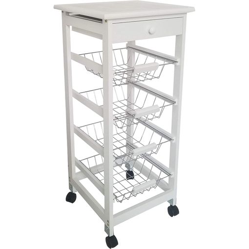 Carro De Cocina Con Ruedas Bahia 2 Blanco 4 Cestas Y Cajón 37x37x85 Cm-  Meyvaser, con Ofertas en Carrefour