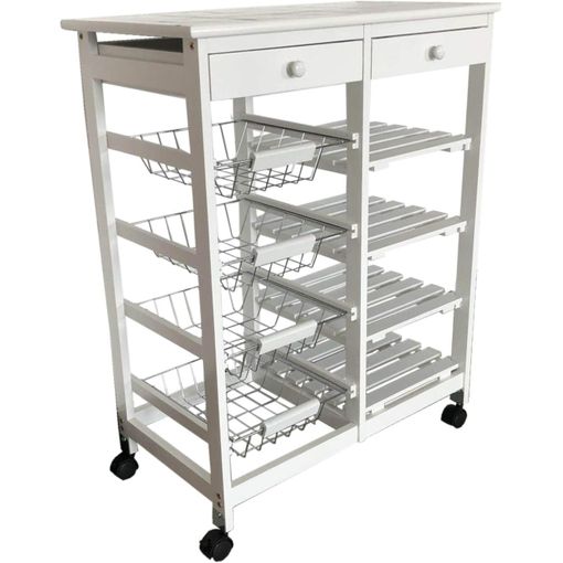 Carro De Cocina Verdulero Doble Con 4 Cestas 4 Baldas Y 2 Cajones Color  Blanco 85 X 67 X 37 Cm- Meyvaser, con Ofertas en Carrefour