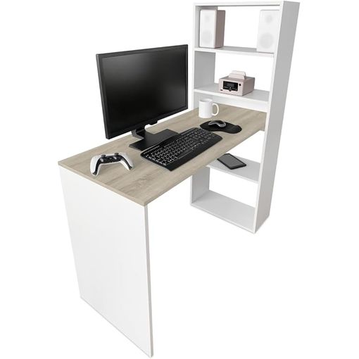 Mesa de ordenador reversible en blanco