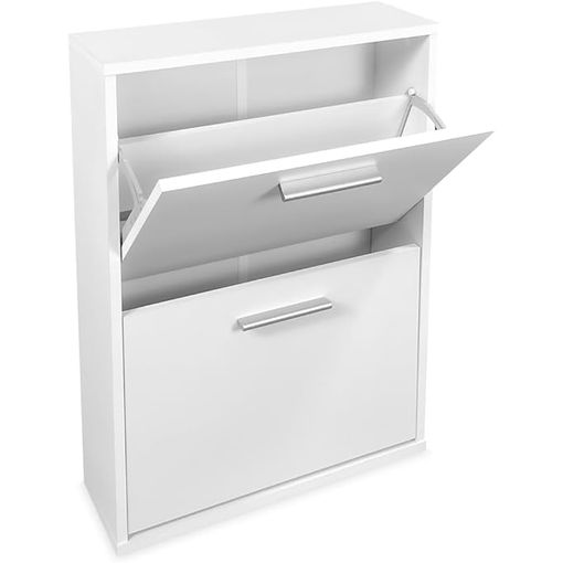 Meyvaser - Mueble Zapatero con 3 Puertas, Estrecho, Color Cambria y Blanco,  Medidas: 107 cm (Alto) x 60 cm (Ancho) x 17,3 cm (Fondo)