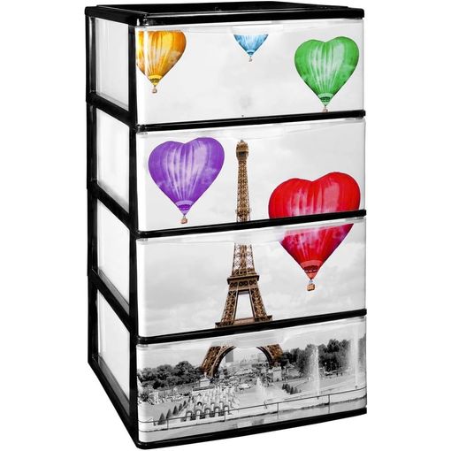 Cajonera De Plástico Apilable Para Almacenaje - Tipo: Efecto Cristal -  Paris (negro), 4 con Ofertas en Carrefour