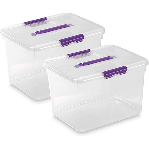 Caja De Almacenamiento Con Tapa Y Ruedas Apilable De Plastico 30l