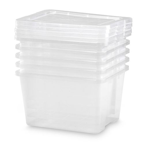 5 Cajas De Plástico Transparente Cierre De Clip 22l, 395x310x225mm con  Ofertas en Carrefour