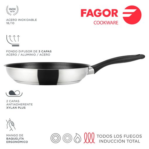 Sarten Inox Enara 24cm Acero Inoxidable 18/10 Fagor - Neoferr* con Ofertas  en Carrefour