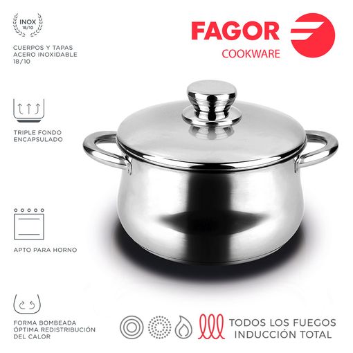 Poêle inox silverinox ø28cm inox 18/10 fagor — Gardenshop