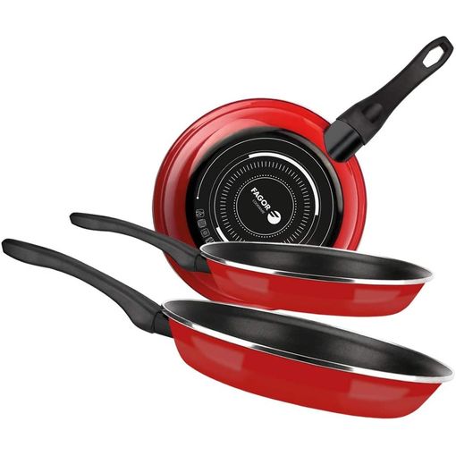 Set Juego Sartenes 20-24-28 Cm Inducción Aluminio Extragrueso Antiadherente  Ecológico Sin Pfoa Rojo Fagor Nela Rouge con Ofertas en Carrefour