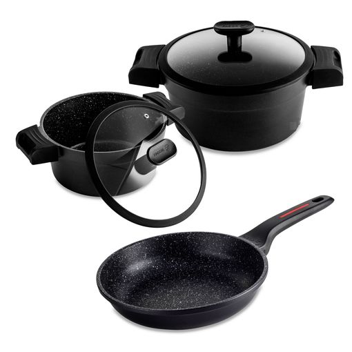 Batería Cocina Inducción 10 Piezas, Antiadherente Mármol Sin Pfoa,  Aluminio, Cazuelas Tapas Negro Berlinger Haus Black Rose con Ofertas en  Carrefour