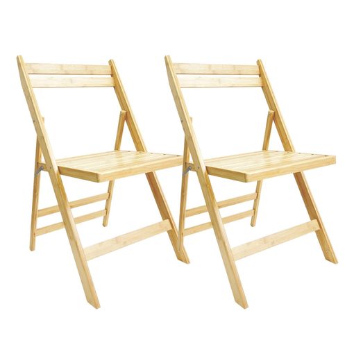 Juego De 2 Sillas Plegables Gran Uso En Interiores Bambú 78x45x48 Cm -  Natural [en.casa] con Ofertas en Carrefour