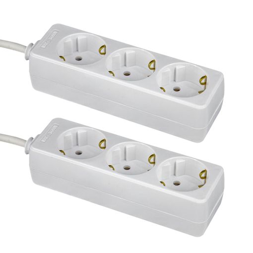 Regleta de enchufes con 3 Schuko e interruptor de 1,5m de cable