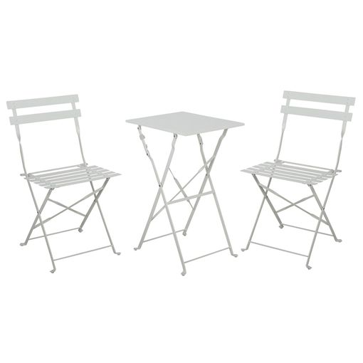 Conjunto De Terraza Plegable Metálico De 2 Sillas Y Mesa Redonda Bistreau  Gris 7house con Ofertas en Carrefour