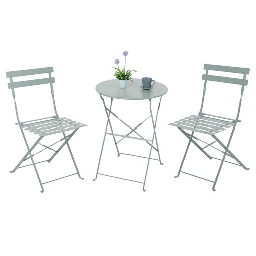 Conjunto De Mesa + 2 Sillas Plegables, Balcón/terraza. Color Gris Antracita  con Ofertas en Carrefour