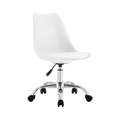 Silla De Oficina Ergonomica Silla De Trabajo Con Ruedas Blanca con Ofertas  en Carrefour