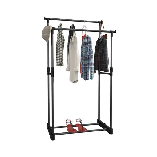 Perchero Metálico Con Ruedas Con 2 Estantes Multiusos – Estructura Resistente  Burro De Entrada 84x43x160cm Negro con Ofertas en Carrefour