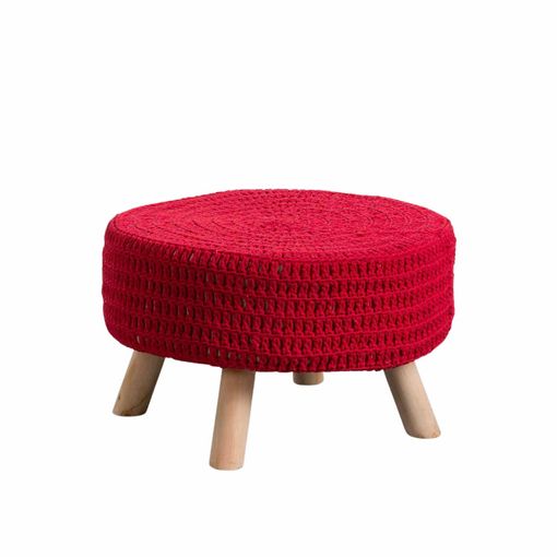 Thinia Home - Puff Salón Baris, Madera/algodón, Bordado Punto, Hogar,  Comedor, Dormitorio, Recibidor, Asiento Acolchado, Estilo Étnico,  Dimensiones Ø49x30cm (diámetro X Altura), Color Rojo con Ofertas en  Carrefour