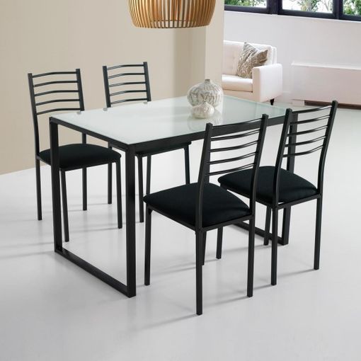 Conjunto Noa De Mesa De Cocina + 4 Sillas Cristal Negro con Ofertas en  Carrefour