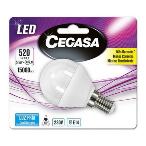 Bombilla LED G45 E14 Esférica 6W. Ángulo 160º