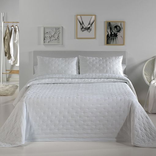 Colcha Bouti Para Cama Verano. Colcha Cubre Cama Acolchada Reversible  Rombos. Cama 90 - 180 X 260 Cm. Color Blanco. con Ofertas en Carrefour