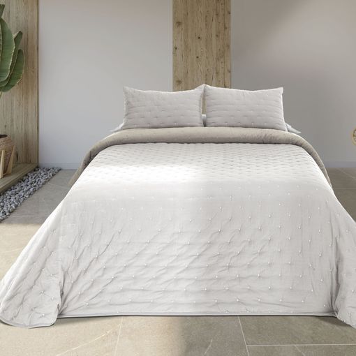 Colcha Bouti Estampada Cosida Reversible Para Cama De 135 Cm Blanco/ Pastel  Samui + Cojines con Ofertas en Carrefour