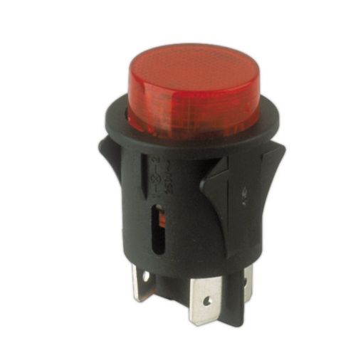 INTERRUPTOR PULSADOR ON/OFF QSP MEDIANO ROJO/NEGRO 12v 3 amp.