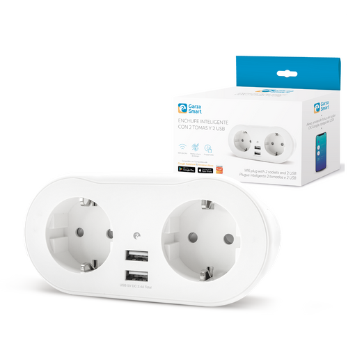 Garza ® Smarthome - Enchufe Inteligente Con 2 Tomas Y 2 Puertos Usb.  Compatible Con  Alexa Y Google Home con Ofertas en Carrefour