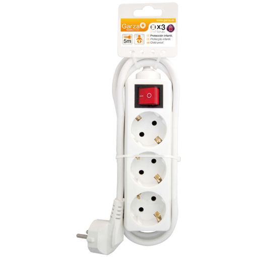 Garza Power - Regleta Enchufes Múltiple Con Interruptor De 3 Tomas. Base  Múltiple Ladron Enchufes Con Cable Schuko De 3 Metros. con Ofertas en  Carrefour