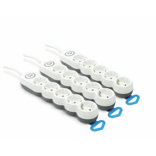 Pack De 3 Bases Múltiple Con 5 Enchufes, Marca Garza. Cable De 1.4 Metros, Enchufe  Plano, Con Interruptor, Protección Infantil, Blanco con Ofertas en  Carrefour