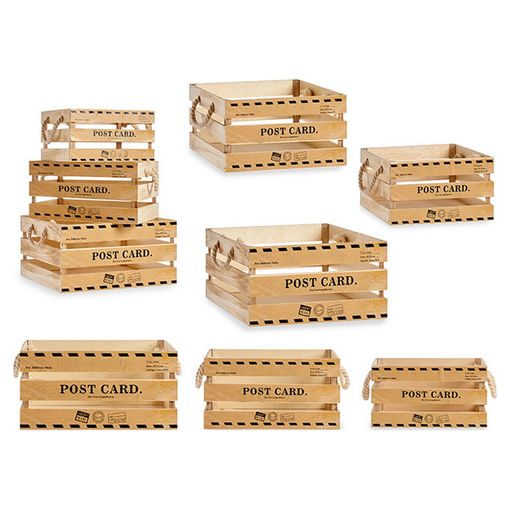 Juego De Cajas Decorativas Post Card Madera (3 Piezas) con Ofertas