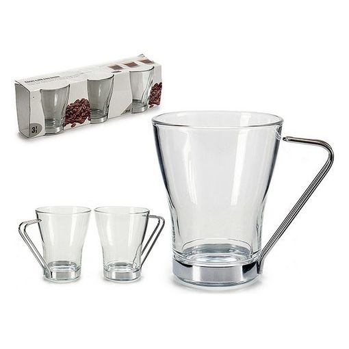 Juego De Tazas De Café Vivalto Metal Cristal (100 Ml) (3 Piezas