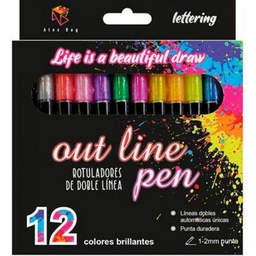 Rotuladores de Doble Punta, BIC Intensity Dual Tip, Colores Surtidos, Pack  de 12 uds