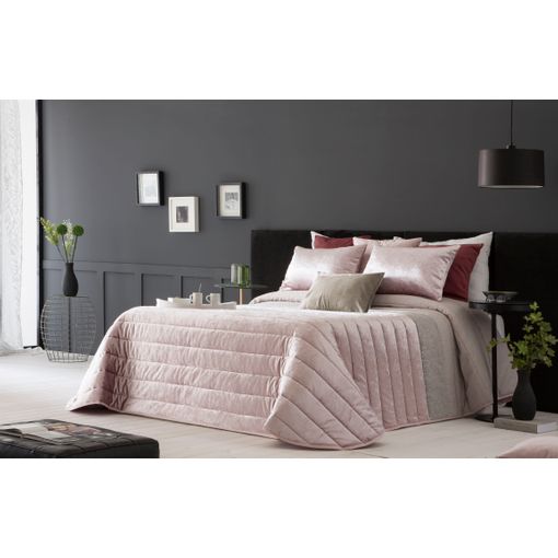 COLCHA BOUTI REVERSIBLE BICOLOR L.302 ROSA/BLANCO CAMA 90 - Conforama