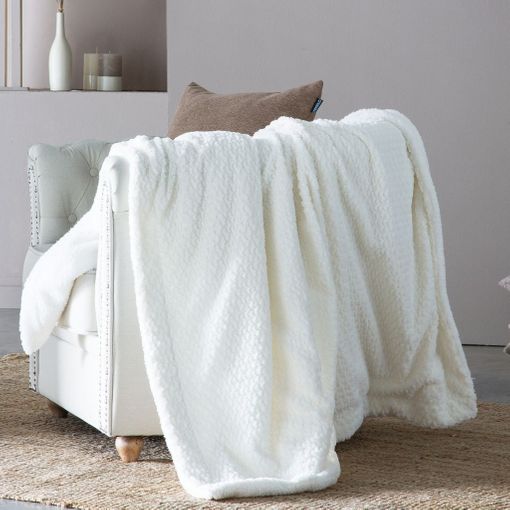 Plaid Manta Para Cama O Sofá Algodón Sarga 120x200 Cm Beige-gris con  Ofertas en Carrefour