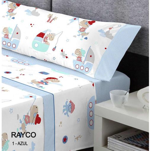 Juego De Sábanas Infantil Rayco En Color Azul De Kabely Kids Para Cama De 90 Cm