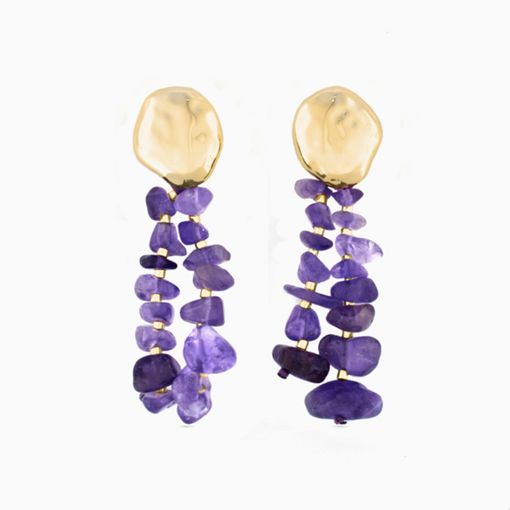 Pendientes Luxenter Mypil Amatista Natural Acabado En Oro Amarillo De 18 Quilates